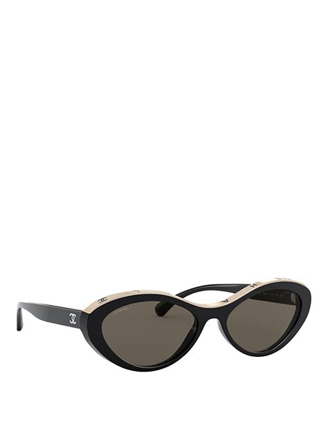 chanel cat eye sunglasses black and white|chanel sunglasses with clear sides.